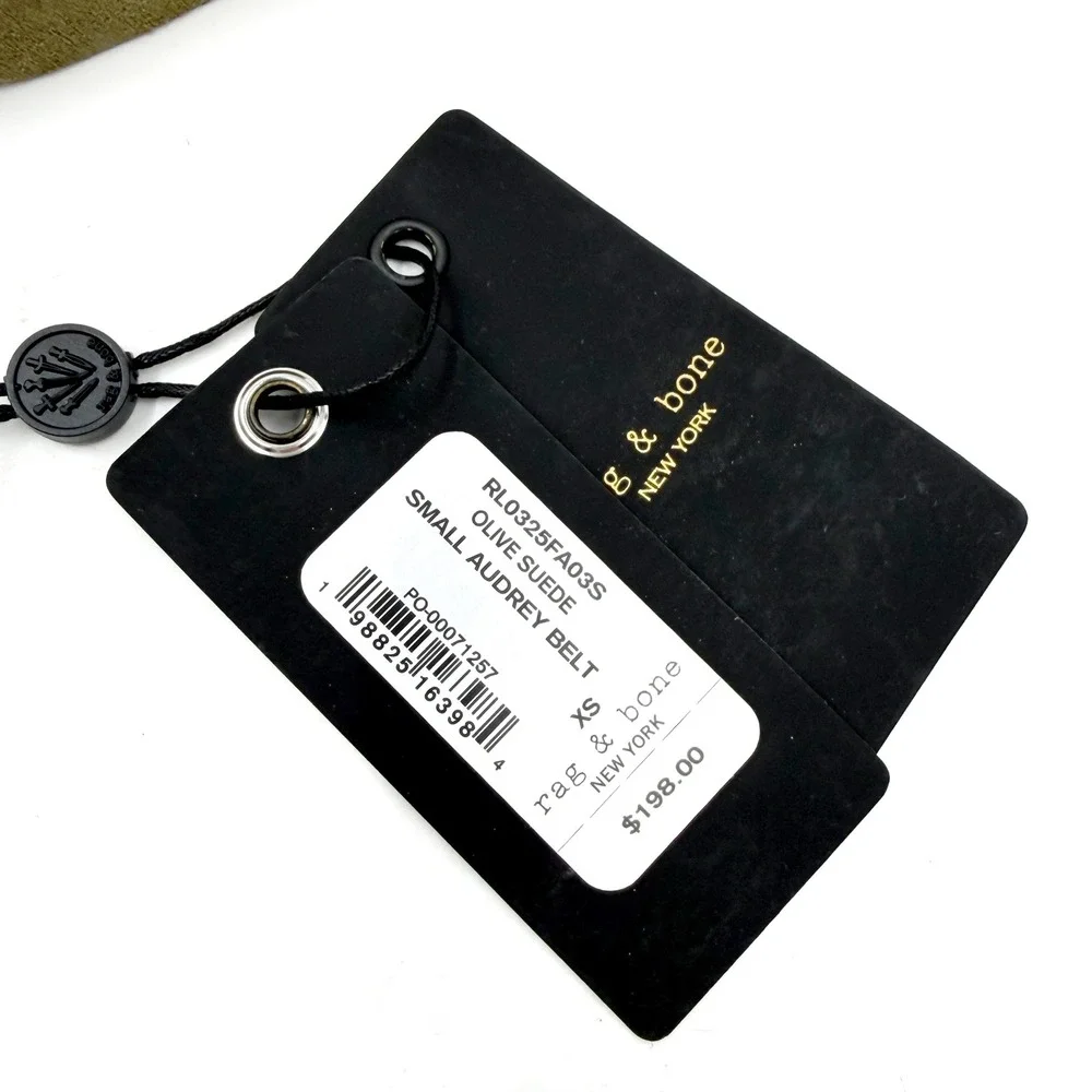 Rag & Bone Small Audrey Belt Olive Green Suede Gold Buckle Womens Sz XS